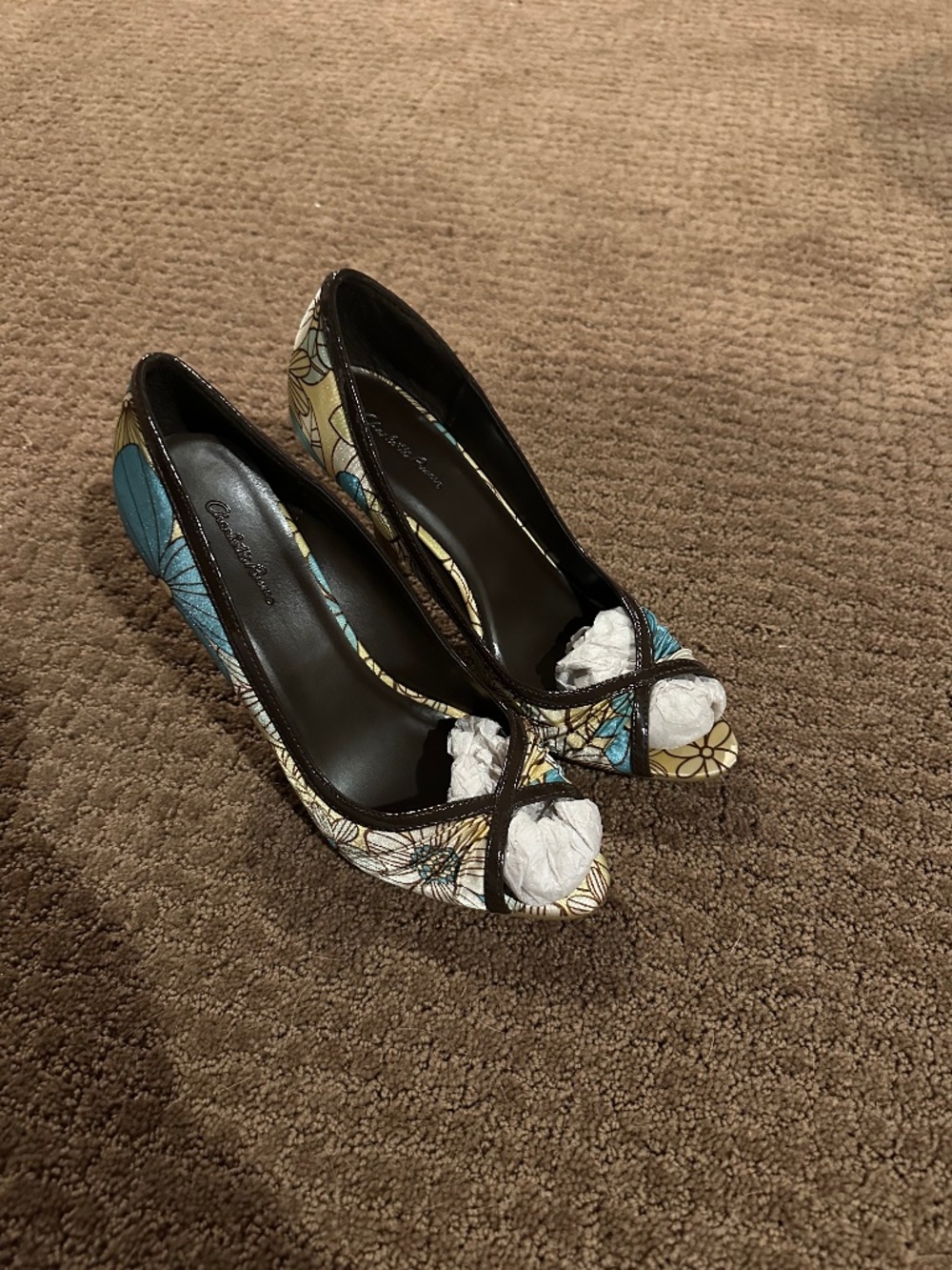 Charlotte Russe Aqua Multi Color Satin Heels